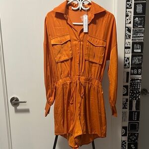 Orange Button-Up Romper
